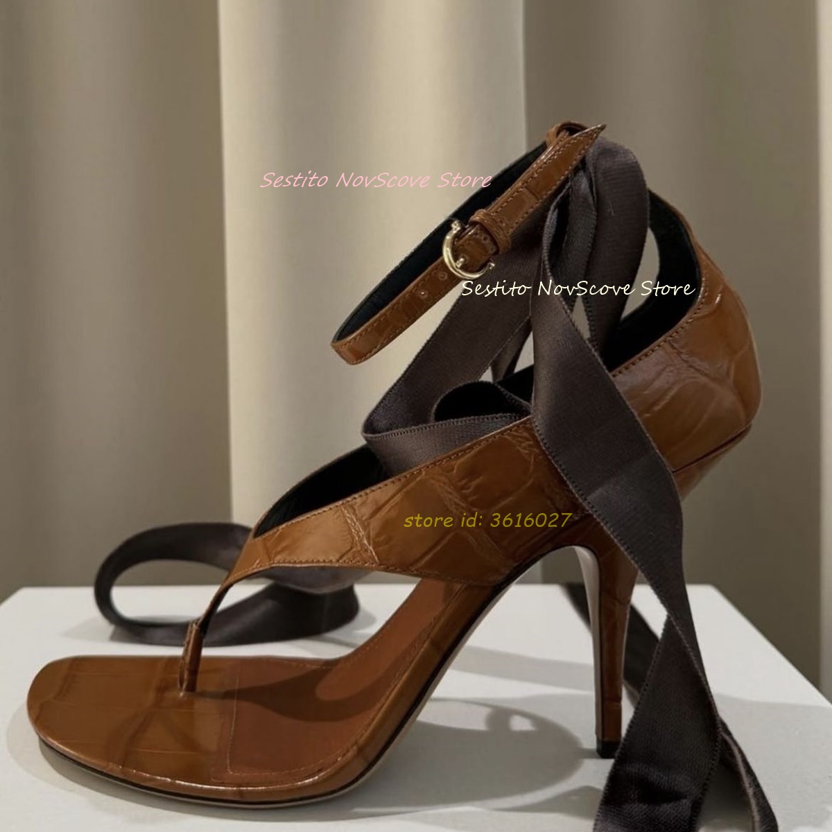 Brown Open Toe Lace Up Sandals - Cover Up Kaftan recensie en prijs