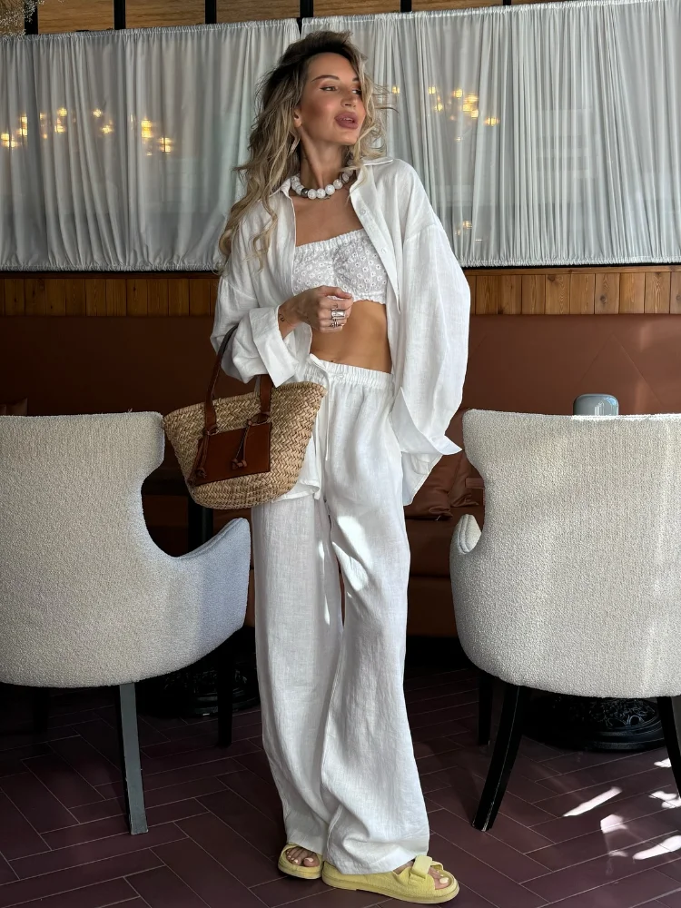 2025 Solid Casual Cotton Linen - Linen Pant Wide recensie en prijs