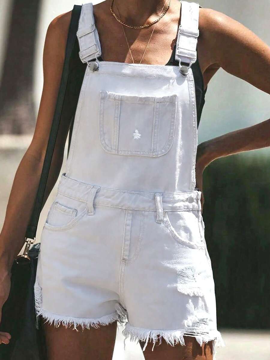 Womens White Distressed Denim  - Shorts Denim Frayed recensie en prijs